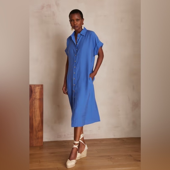 Madison 123 NAYAA SHIRT DRESS Fuscia Button-Down Shirt Dress Midi size Large - Picture 13 of 15